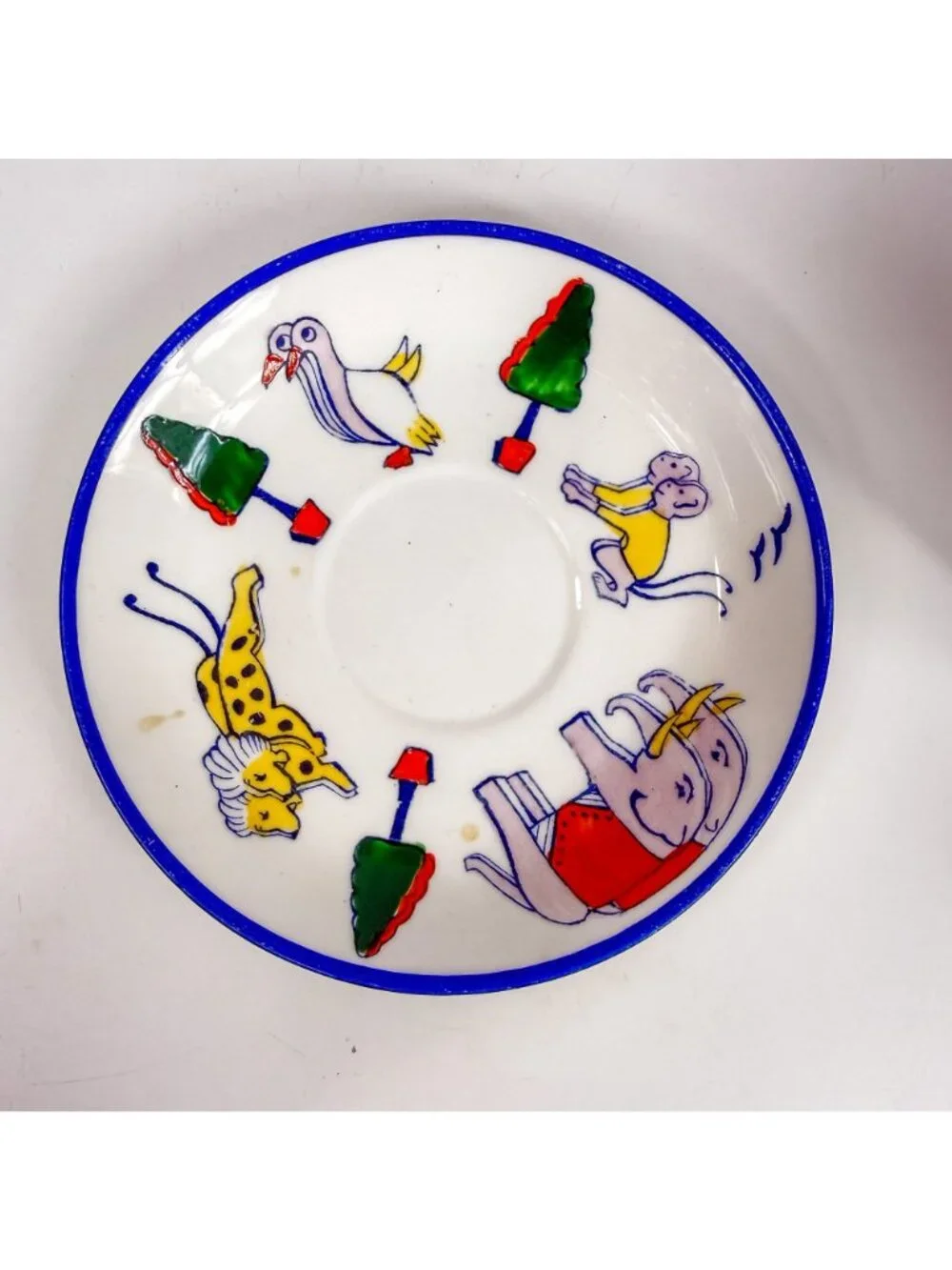 Vintage Allerton Fine Bone China Noahs Ark Hand-Painted Cup & Saucer Set
